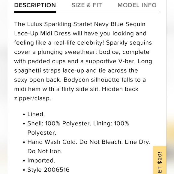 Lulu's navy sequin lace up midi dress - Picture 6 of 6